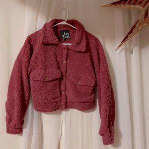Waist length plush bomber